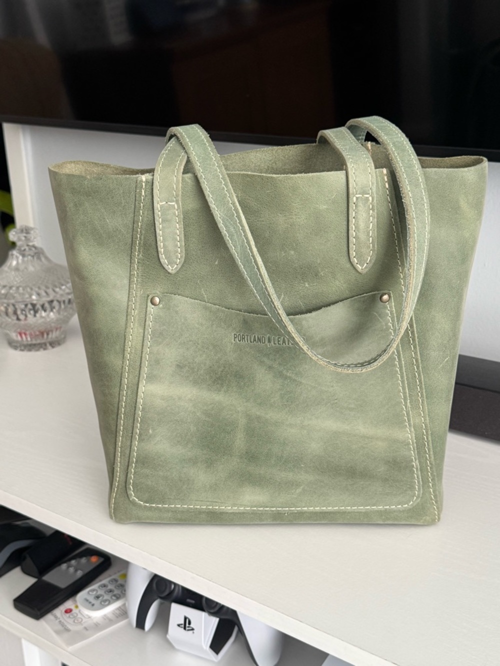 Portland Leather Juliet Sage Green Suede Tote